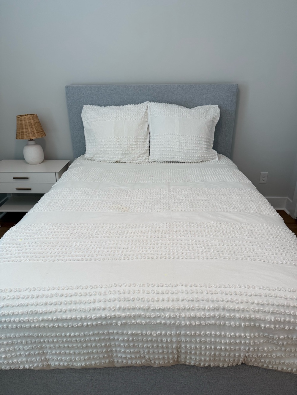 West Elm White Textured Duvet Cover with Pillow Shams